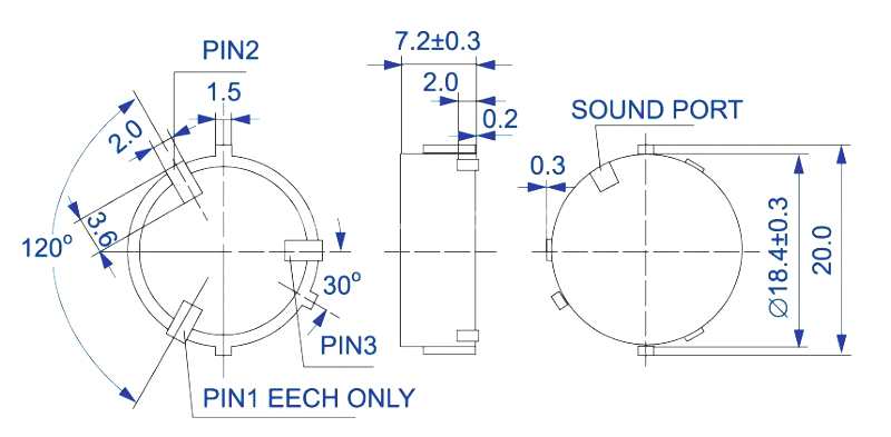 SMD Piezo buzzer EPT1870S-HS-3.6-2.0-25-R surface mount package - ESUNTECH
