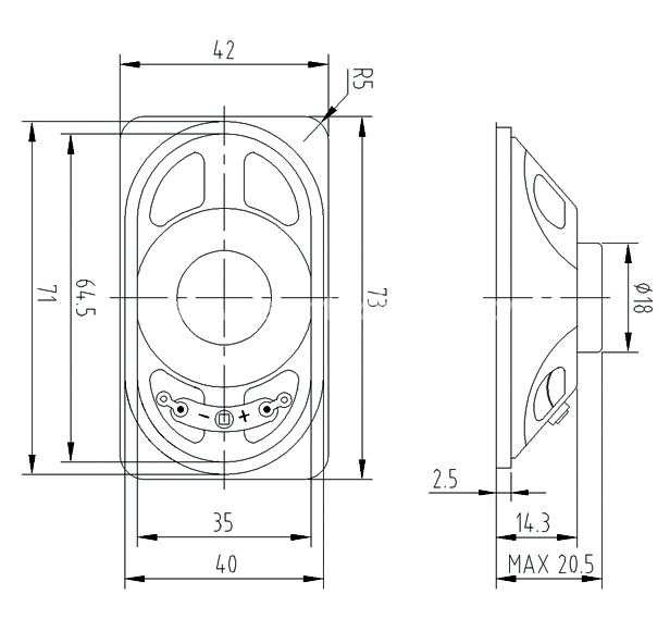 Loudspeaker YDP4070-2A-8N12.5C-R 70mm*40mm 4070 High Quality TV Speaker Drivers, Low Price Tv Speaker Unit - ESUTECH 