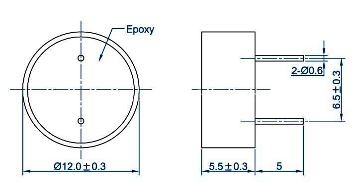 Piezo buzzer EPT1255-TO-09-4.0-12-6.5-R 9V piezoelectric transducer - ESUNTECH