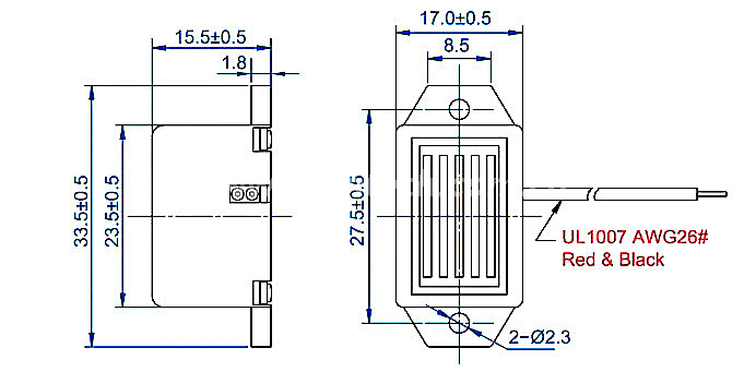 mechanical wired buzzer EMB2316 12V electromechanical buzzer - ESUNTECH