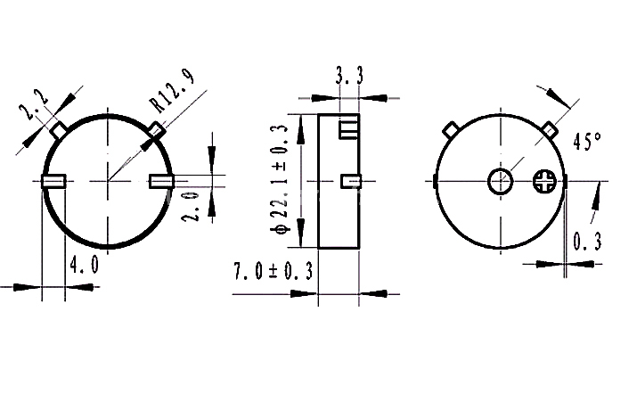 SMD Piezo buzzer EPT2270AS-HS-12-4.0-19-R 22mm transducer - ESUNTECH
