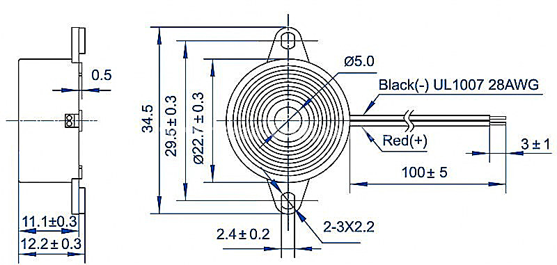 Piezoelectric buzzer EPB2413 6V 9 V 12V buzzer wiring - ESUNTECH