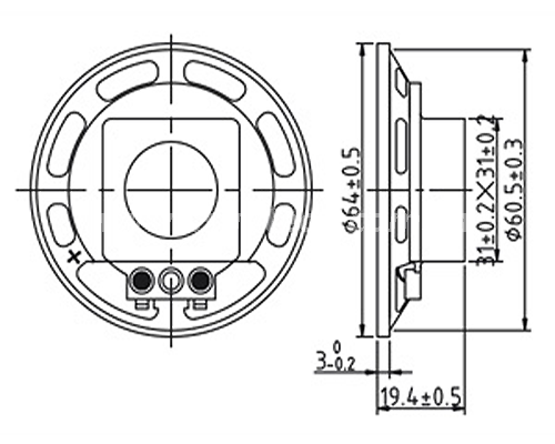 Loudspeaker YD66-22-8F28.5P 2.5 Inch Plastic Frame Loudspeaker Driver 8ohm 1 watt - ESUNTECH