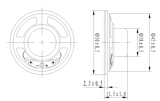 Loudspeaker YD50-4-8N12.5M-R 50mm Small Internal Magnetic Waterproof Speaker Parts - ESUTECH