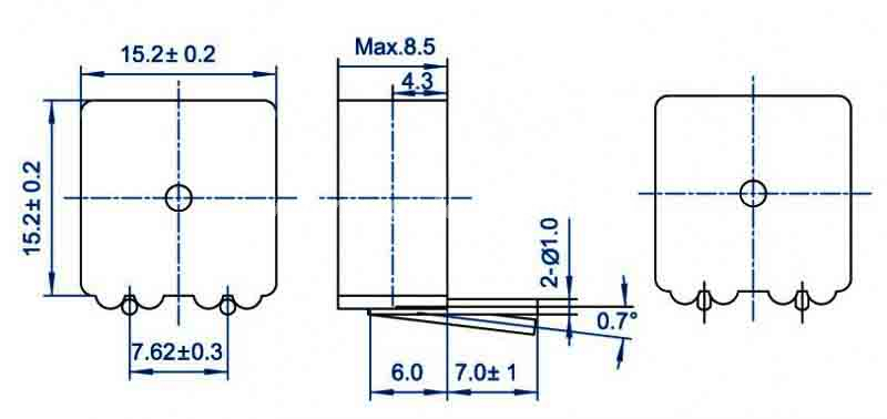 Piezoceramic buzzer EPT1580L-TP-12-0.4-0.8-R 400HZ piezo transducer - ESUNTECH