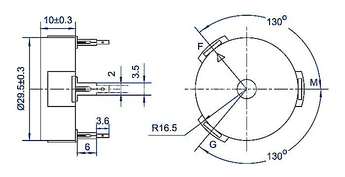 Piezo external-driver transducer EPF3010C-HO-12-3.0-R 6V 12V 3 pin transducer - ESUNTECH