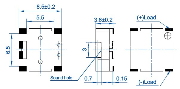 SMD magnetic transducer buzzer EET8536CS-03L-2.730-18-R High-Output Alarm Annunciator - ESUNTECH
