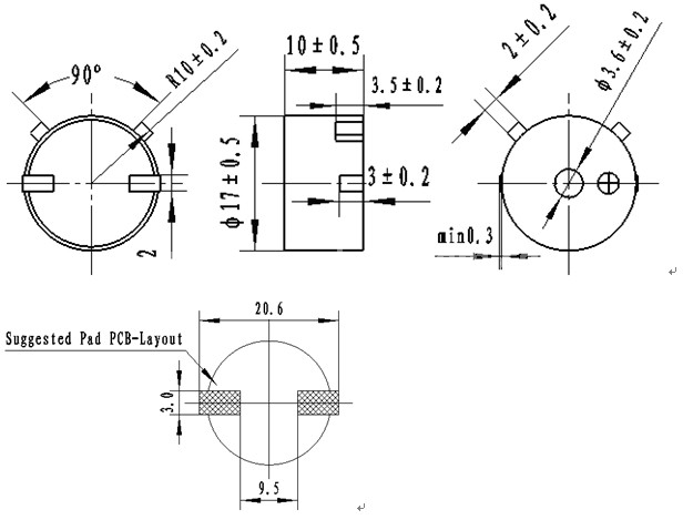 SMD Piezoeletric buzzer EPB1710S 12VDC piezo - ESUNTECH