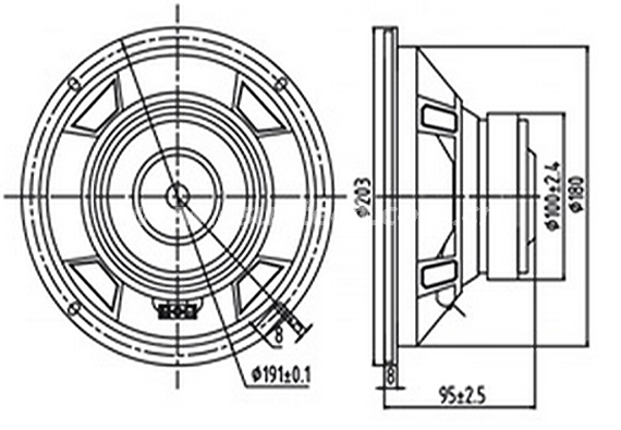 Loudspeaker YD200-50-6F100C 8 Inch Paper Cone Loudspeaker Drivers, High Quality Woofer for Sale - ESUTECH