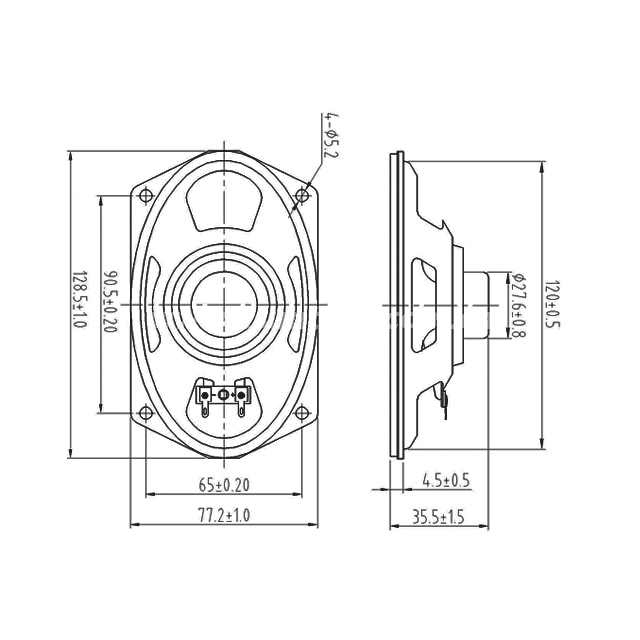 Loudspeaker YD813-2B-8N13.5U 77mm*128mm 813 TV Speaker Drivers, Tv Speaker Unit - ESUTECH 