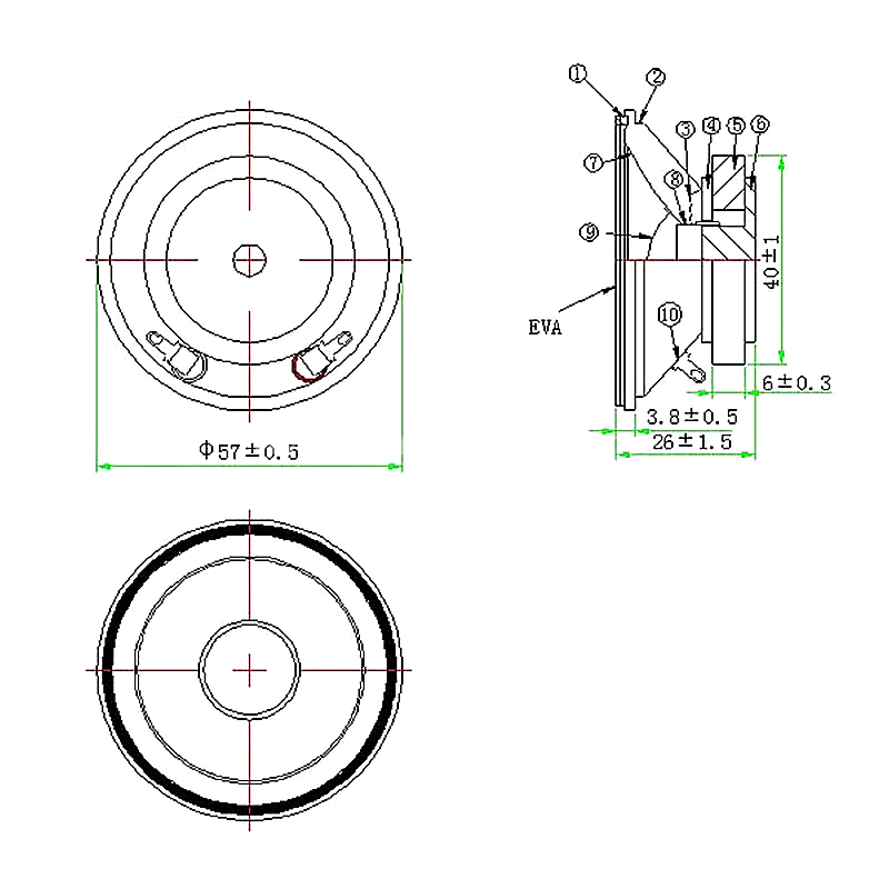  Loudspeaker 57mm YD57-48-24F40M-R Min Full Range Waterproof Speaker Drivers - ESUNTECH