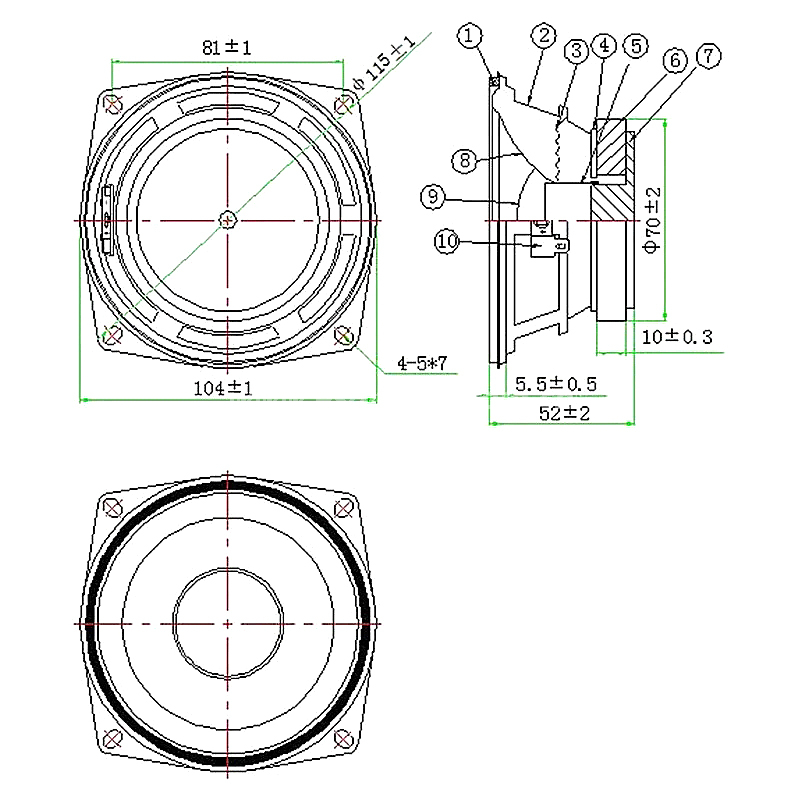  Loudspeaker 104mm YD104-01-6F70P-R Min Full Range Multimedia Speaker Drivers - ESUNTECH