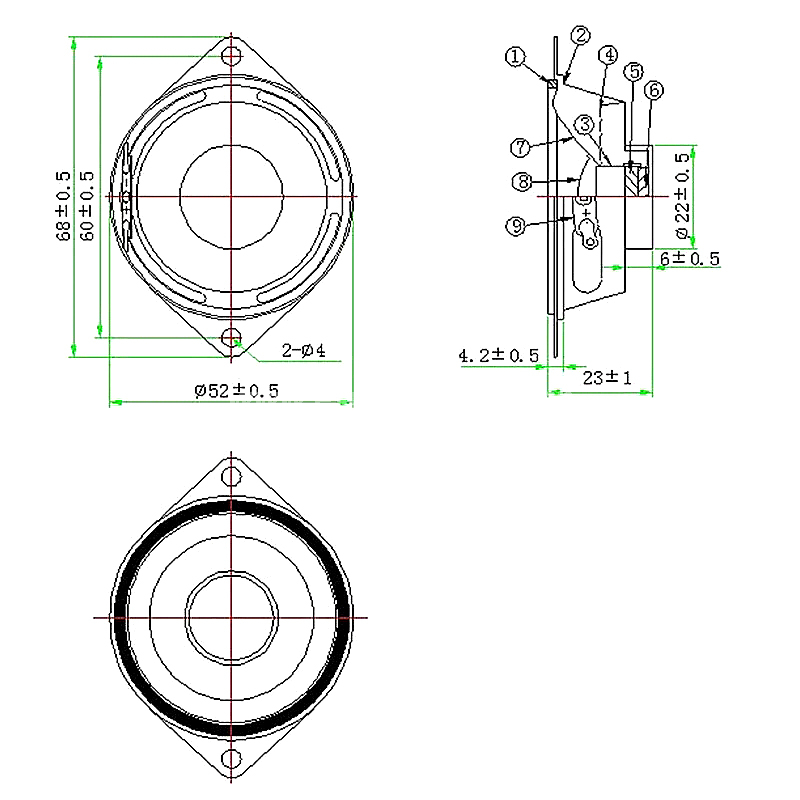  Loudspeaker 52mm YD52-09-4N12P-R 22mm magnet Woofer Speaker Drivers - ESUNTECH