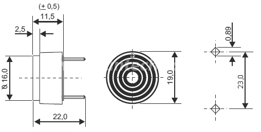 Piezoelectric buzzer EPB2310B-05-4.5-15.0-R 5V 9 V 12V anunciator buzzer - ESUNTECH