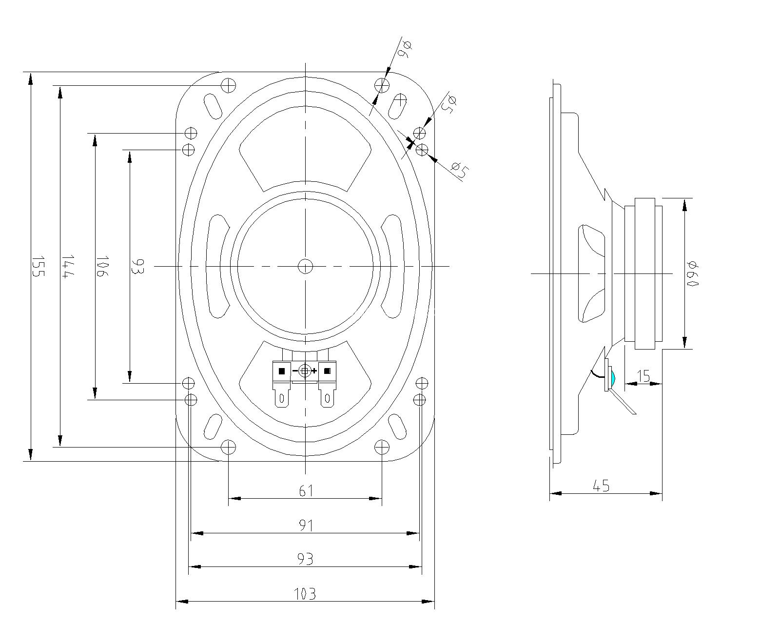 Loudspeaker YD1016-14-4F60 4x6 Inch 4ohm 15W Car Speaker Drivers Stereo Sound Used for Audio System Car Door Speaker High Quality Speaker Manufacturer