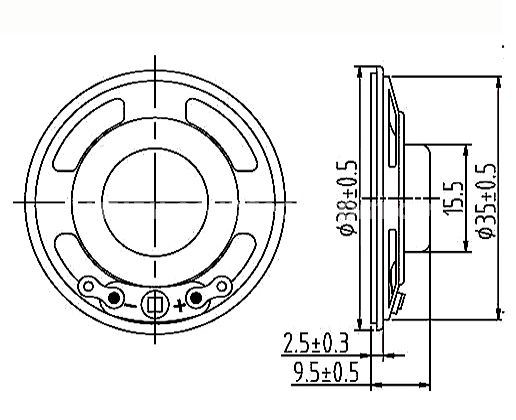 Loudspeaker 38mm YD38-4-8N12P Paper Cone Min Full Range Audio Speaker Drivers - ESUNTECH