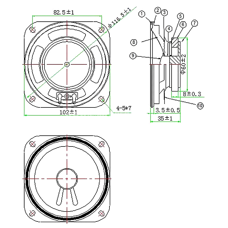 Loudspeaker 102mm YD102-08-4F60P-R Min Full Range car Speaker Drivers - ESUNTECH
