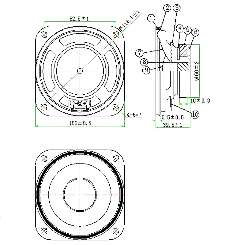 Loudspeaker 102mm YD102-06-4F60P-R Min Full Range car Speaker Drivers - ESUNTECH