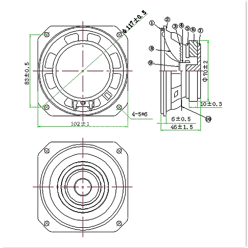 Loudspeaker 102mm YD102-11-4F70P-R Min Full Range car Speaker Drivers - ESUNTECH